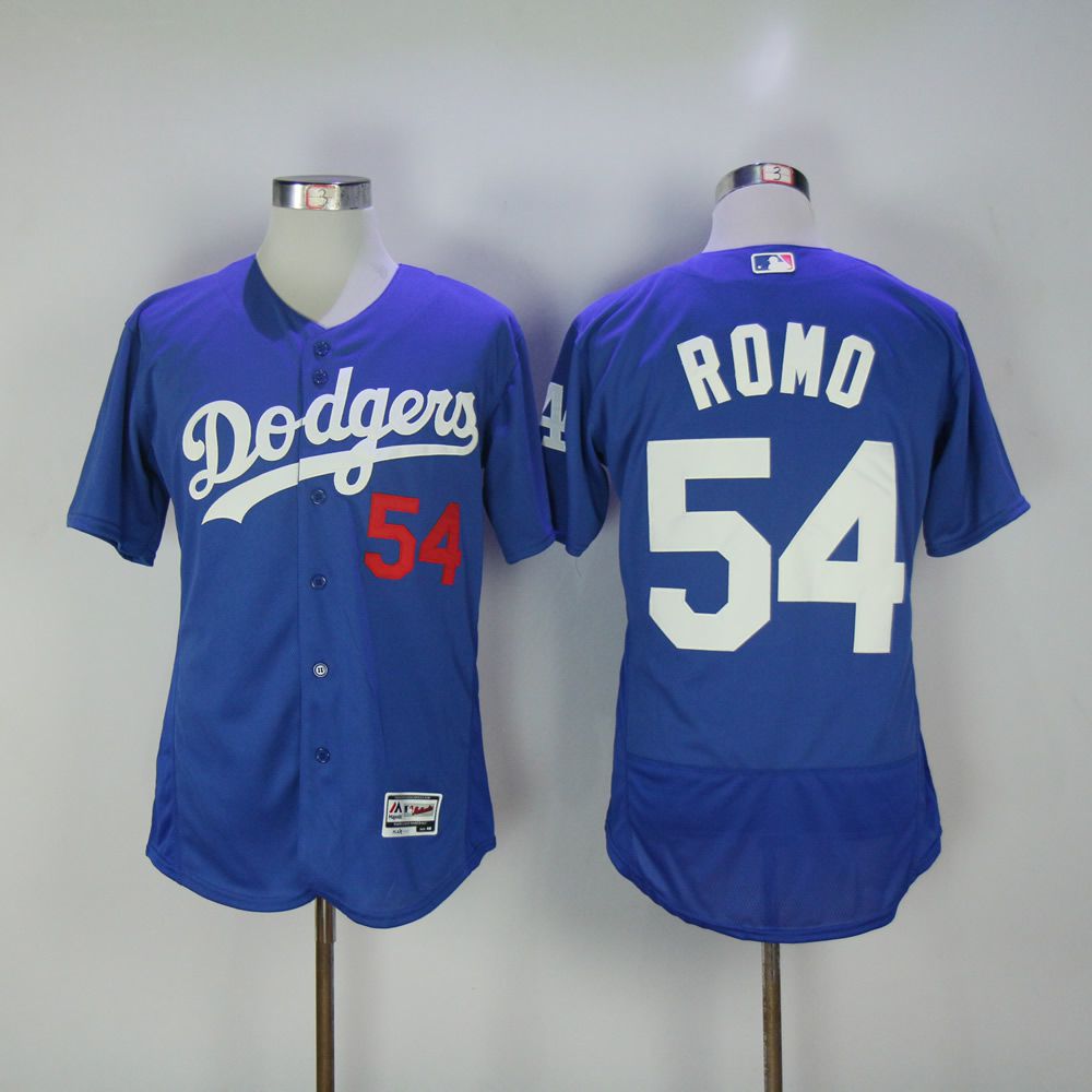 Men Los Angeles Dodgers 54 Romo Blue MLB Jerseys